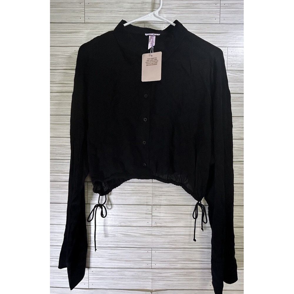 Savage X Fenty Black Monogram Jacquard Drawstring Crop Sleepshirt XL Womens